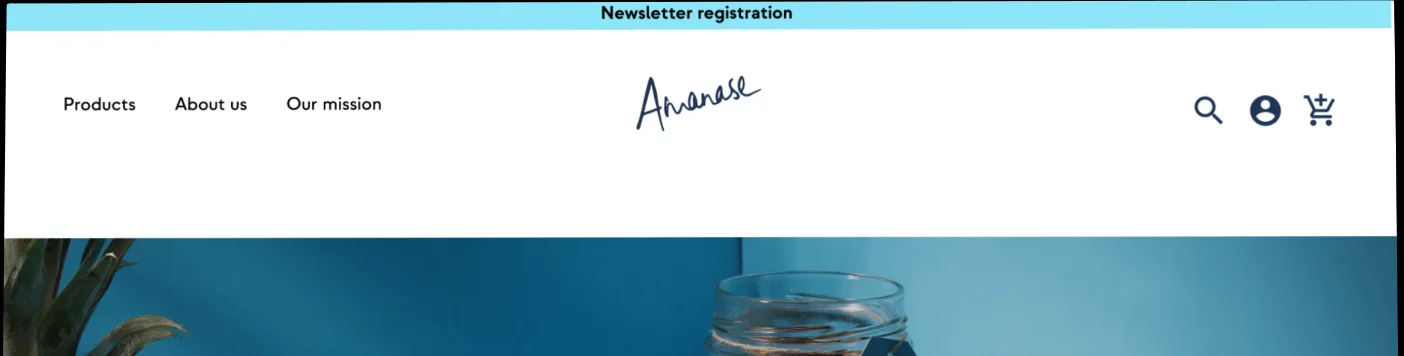 Amanase storefront navigation and wordmark