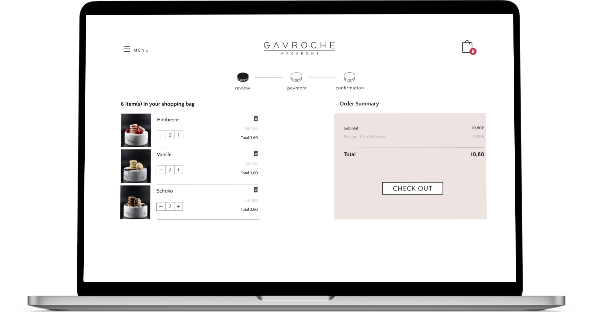 Gavroche cart and checkout