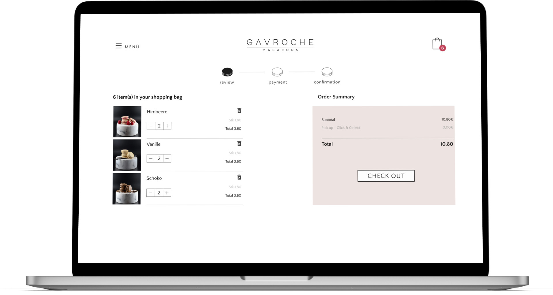 Gavroche cart and checkout