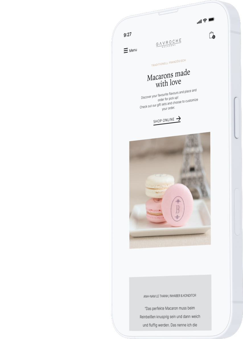 Gavroche storefront on mobile