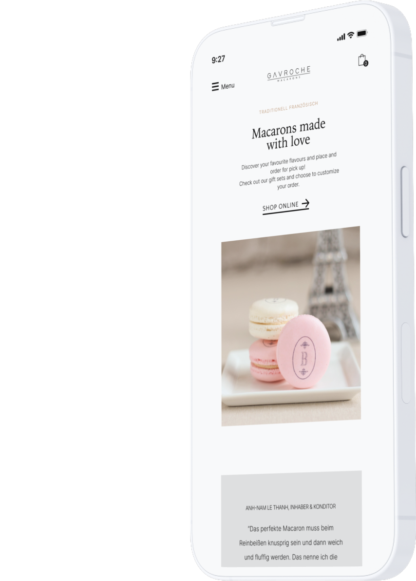 Gavroche storefront on mobile